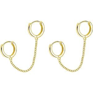 925 Silver Double Hoop Earrings Gold Plated Women Teens Double Piercing Party Gi